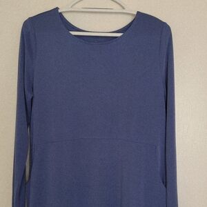 Soft Surroundinds Lingsleeve Tunic Womens M Top Blue Back Buttons